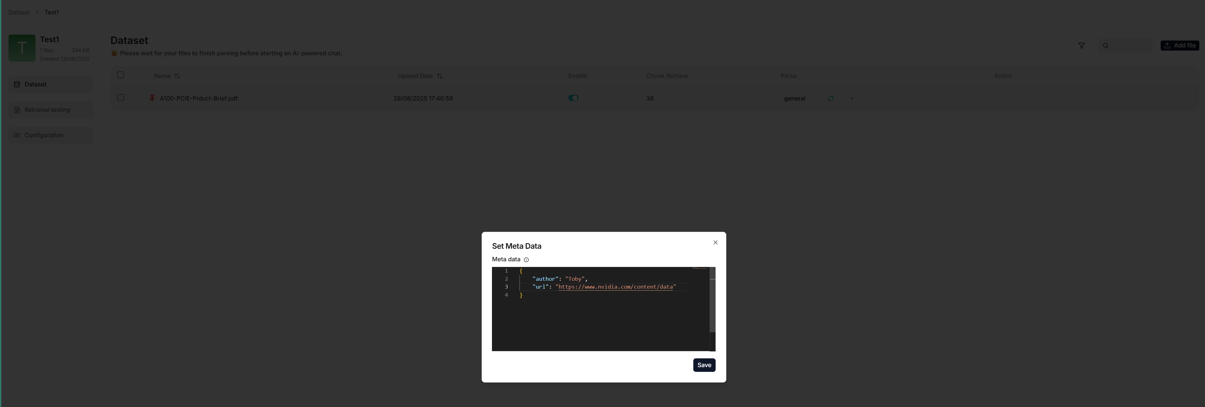 Input metadata